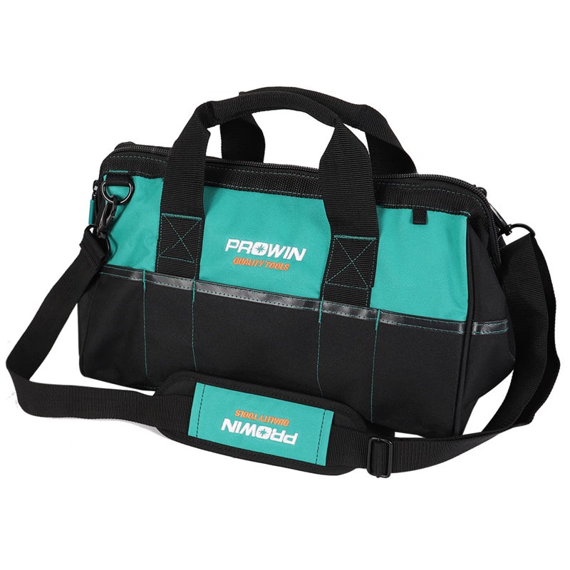 Prowin 16-inch Wide Mouth Tool Bag Multi-pocket Tool Organizer with Adjustable Shoulder Strap, Tool Tote Bag for Men - Image 1
